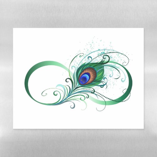 Infinity Symbol with Peacock Feather Magnetic Dry Erase Sheet