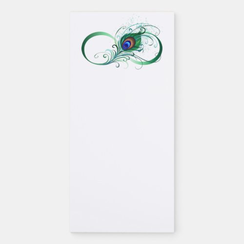 Infinity Symbol with Peacock Feather Magnetic Notepad