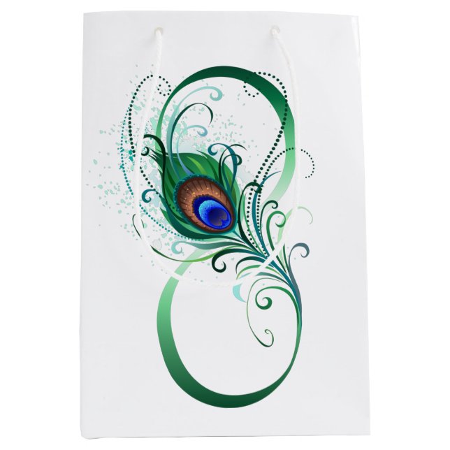 Infinity Symbol with Peacock Feather Medium Gift Bag (Front)