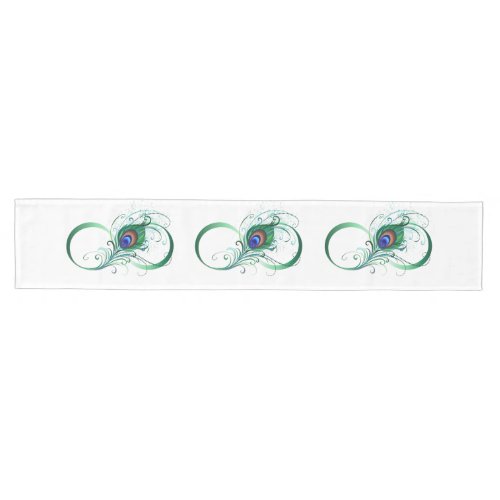 Infinity Symbol with Peacock Feather Medium Table Runner