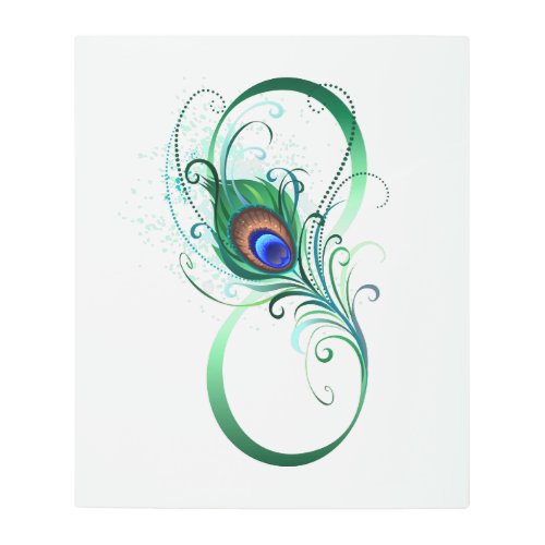 Infinity Symbol with Peacock Feather Metal Print