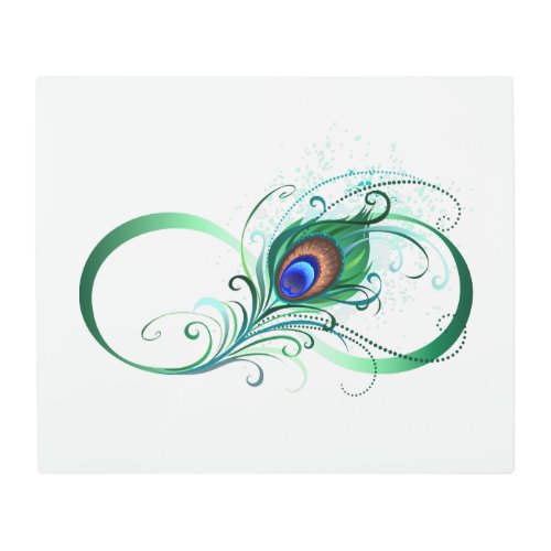 Infinity Symbol with Peacock Feather Metal Print