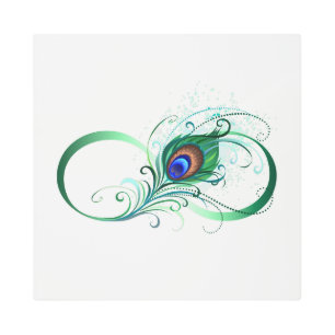 Infinity Symbol with Peacock Feather Metal Print