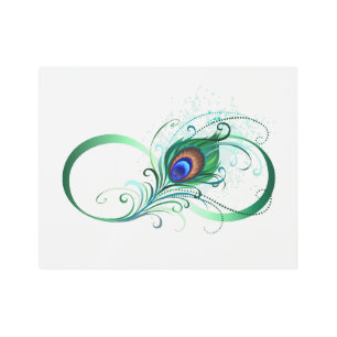 Infinity Symbol with Peacock Feather Metal Print