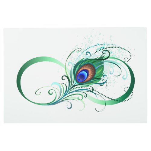 Infinity Symbol with Peacock Feather Metal Print