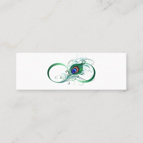 Infinity Symbol with Peacock Feather Mini Business Card