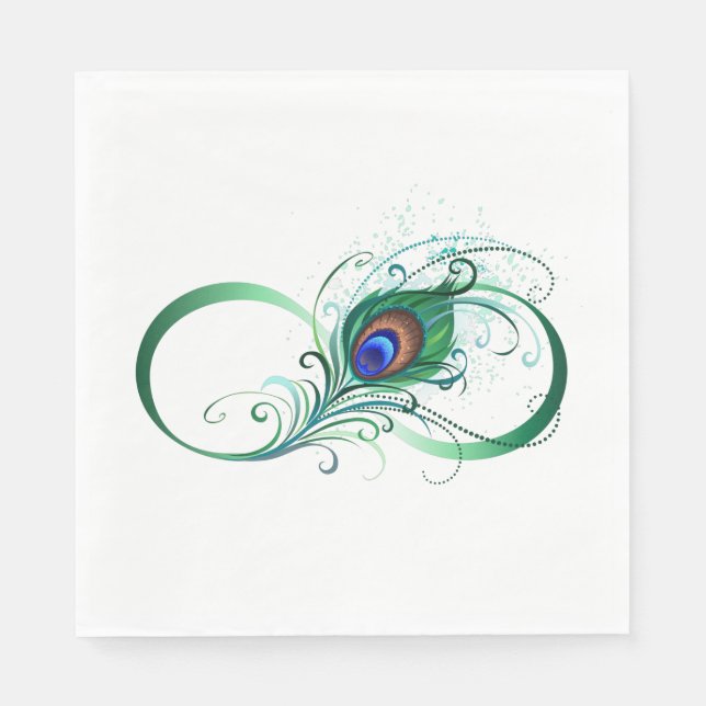 Infinity Symbol with Peacock Feather Napkins (Front)