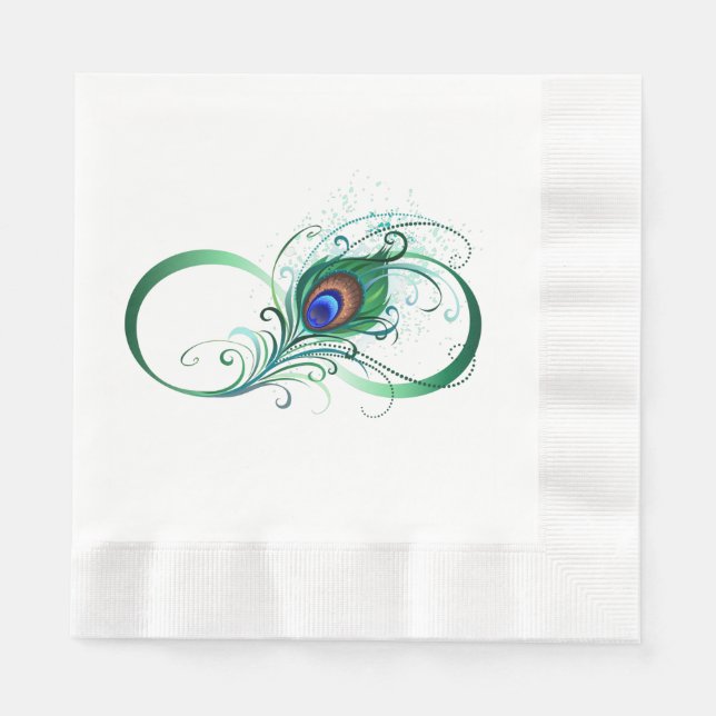 Infinity Symbol with Peacock Feather Napkins (Front)
