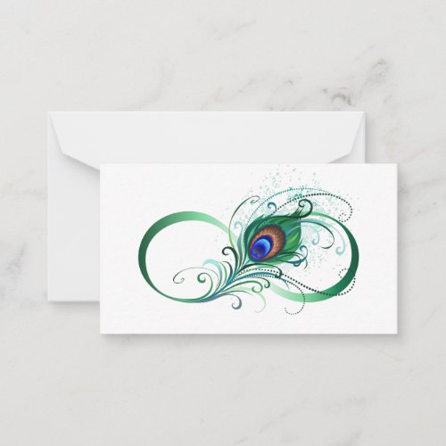 Infinity Symbol with Peacock Feather Note Card