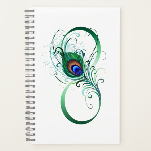 Infinity Symbol with Peacock Feather Notebook