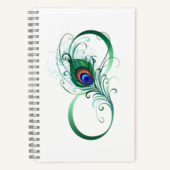 Infinity Symbol with Peacock Feather Notebook (Front)