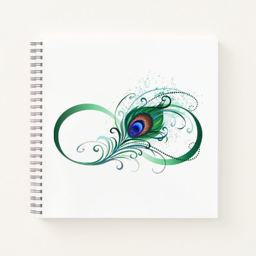 Infinity Symbol with Peacock Feather Notebook