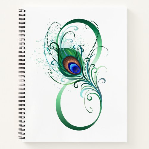 Infinity Symbol with Peacock Feather Notebook