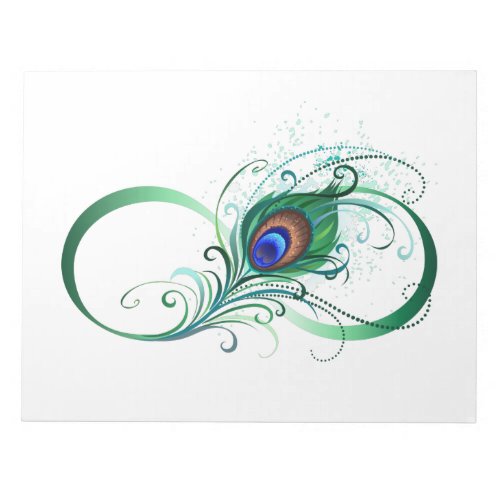 Infinity Symbol with Peacock Feather Notepad