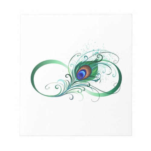 Infinity Symbol with Peacock Feather Notepad