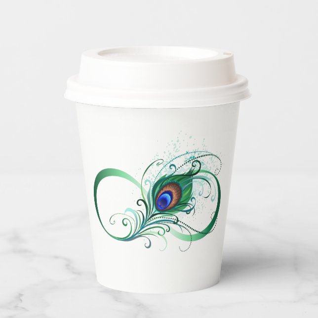 Infinity Symbol with Peacock Feather Paper Cups (Front)