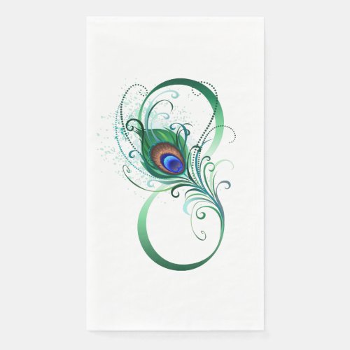 Infinity Symbol with Peacock Feather Paper Guest Towels