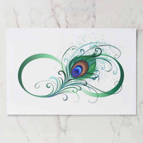 Infinity Symbol with Peacock Feather Paper Pad