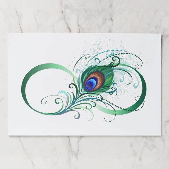 Infinity Symbol with Peacock Feather Paper Pad (Front)
