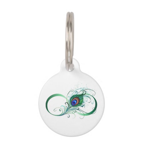 Infinity Symbol with Peacock Feather Pet ID Tag