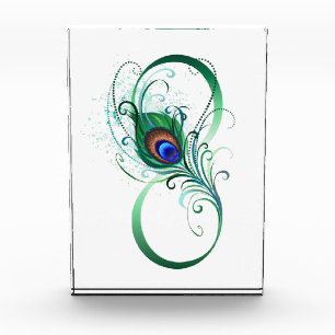 Infinity Symbol with Peacock Feather Photo Block