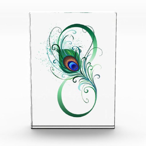 Infinity Symbol with Peacock Feather Photo Block