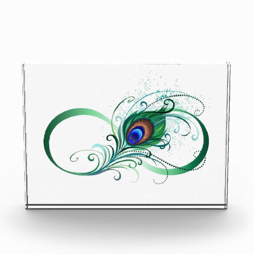 Infinity Symbol with Peacock Feather Photo Block