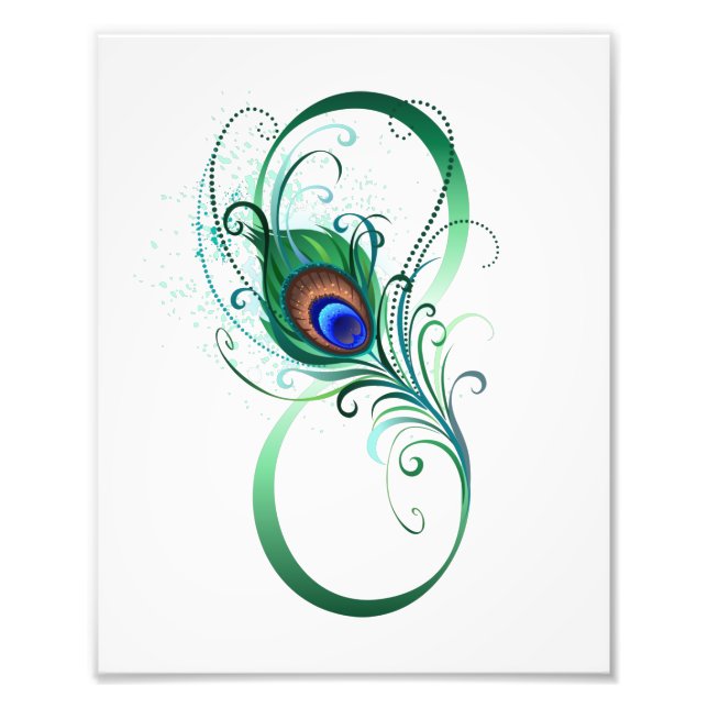Infinity Symbol with Peacock Feather Photo Print (Front)