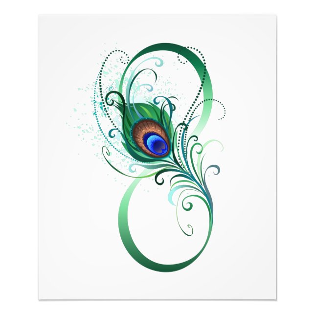 Infinity Symbol with Peacock Feather Photo Print (Front)