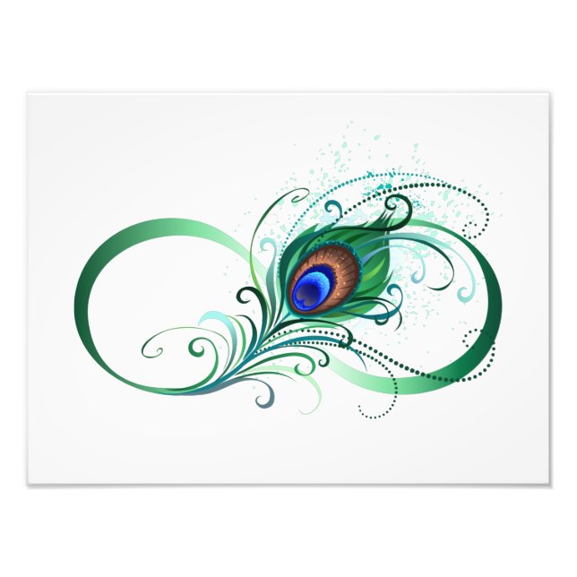 Infinity Symbol with Peacock Feather Photo Print (Front)