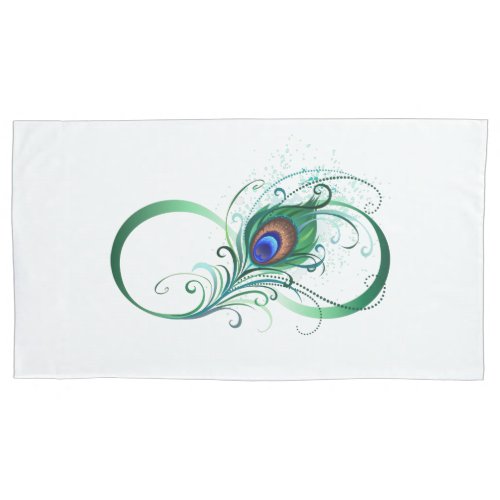 Infinity Symbol with Peacock Feather Pillow Case