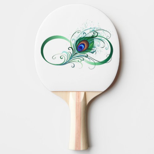 Infinity Symbol with Peacock Feather Ping Pong Paddle