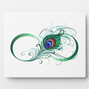 Infinity Symbol with Peacock Feather Plaque
