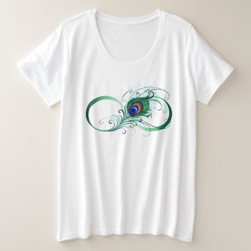 Infinity Symbol with Peacock Feather Plus Size T_Shirt