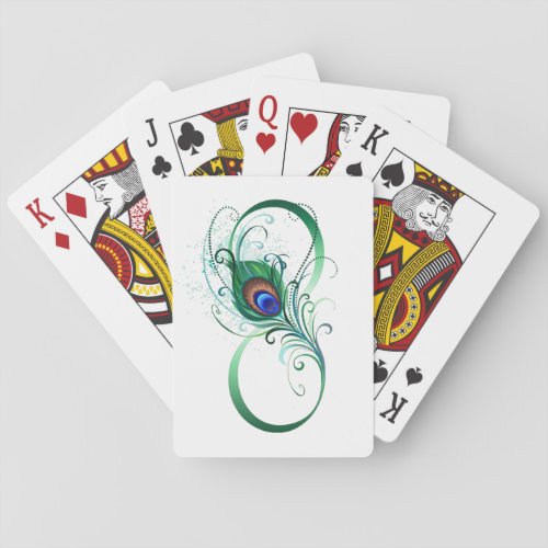 Infinity Symbol with Peacock Feather Poker Cards