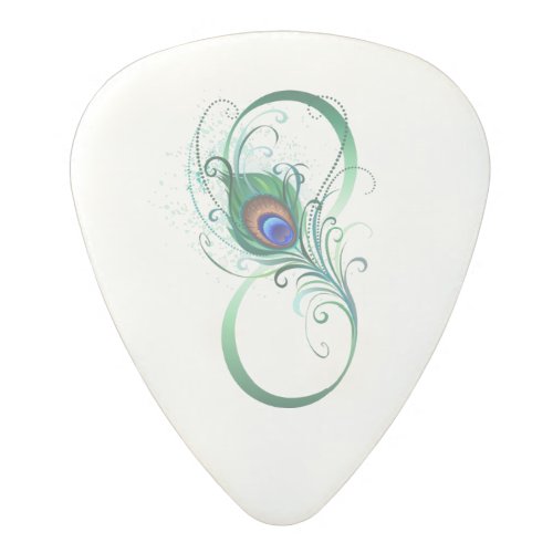 Infinity Symbol with Peacock Feather Polycarbonate Guitar Pick