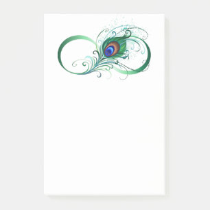 Infinity Symbol with Peacock Feather Post-it Notes