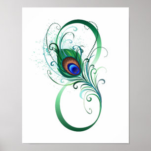 Infinity Symbol with Peacock Feather Poster