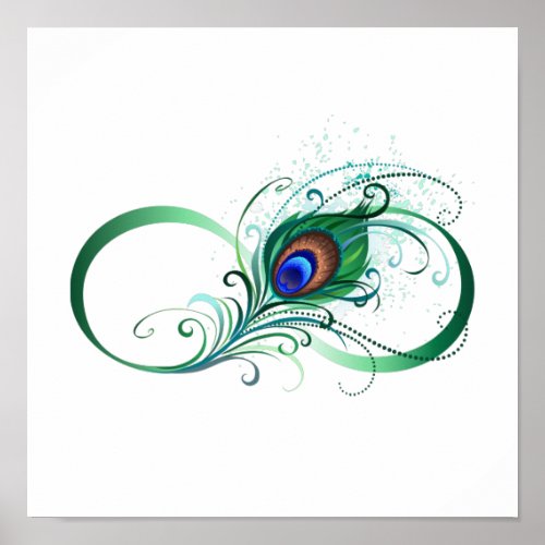 Infinity Symbol with Peacock Feather Poster