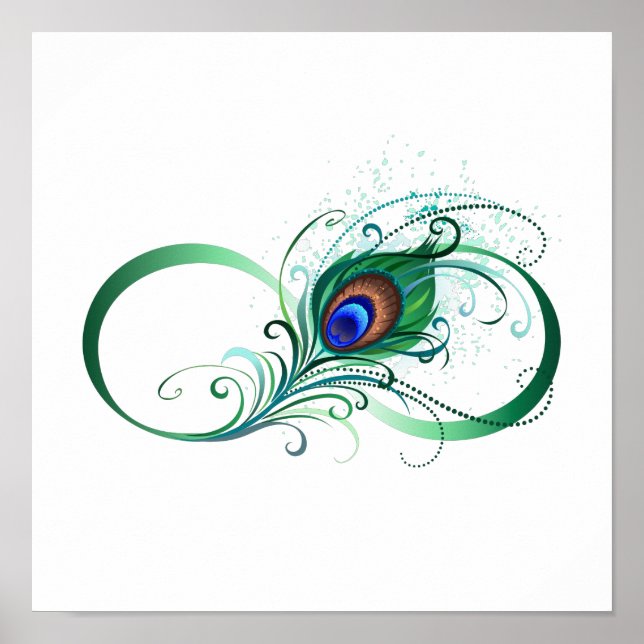 Infinity Symbol with Peacock Feather Poster (Front)