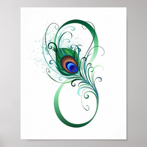 Infinity Symbol with Peacock Feather Poster