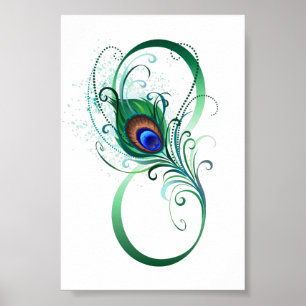 Infinity Symbol with Peacock Feather Poster