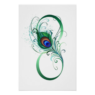 Infinity Symbol with Peacock Feather Poster