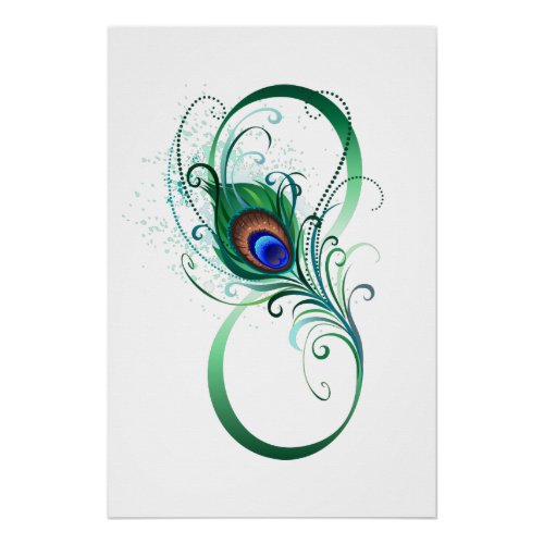 Infinity Symbol with Peacock Feather Poster