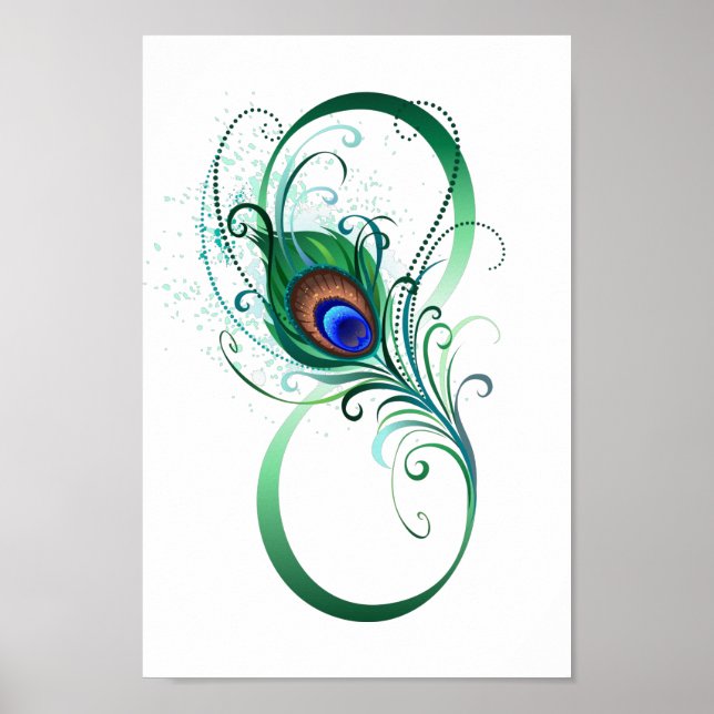 Infinity Symbol with Peacock Feather Poster (Front)