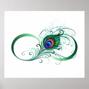 Infinity Symbol with Peacock Feather Poster
