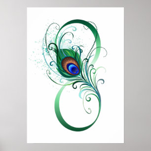 Infinity Symbol with Peacock Feather Poster