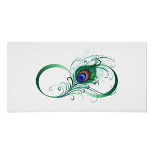 Infinity Symbol with Peacock Feather Poster