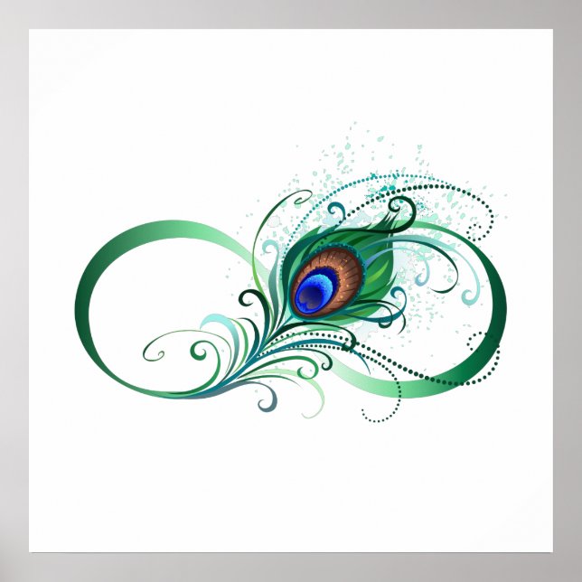 Infinity Symbol with Peacock Feather Poster (Front)