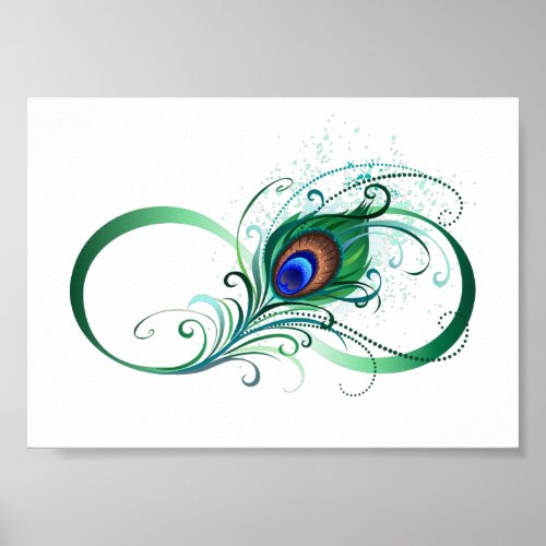 Infinity Symbol with Peacock Feather Poster